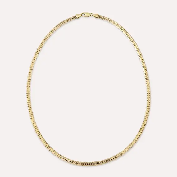 Scale Yellow Gold Herringborn Necklace - 1