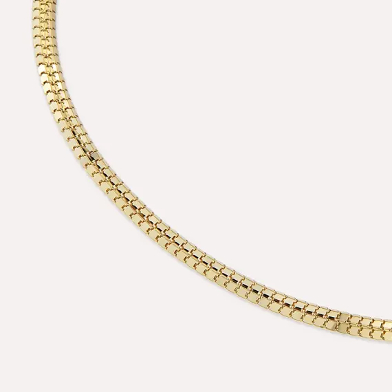 Scale Yellow Gold Herringborn Necklace - 3