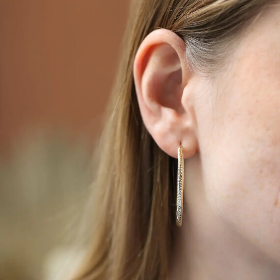 Scion Sarı Altın Halka Küpe - Nev Jewellery