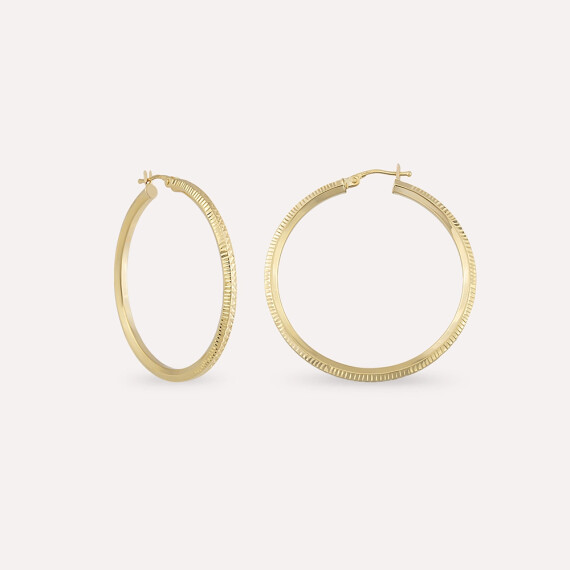 Scion Sarı Altın Halka Küpe - Nev Jewellery