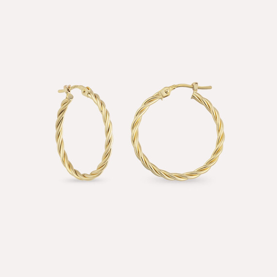 Scrow Sarı Altın Halka Küpe - Nev Jewellery