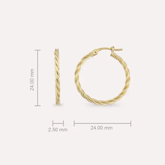 Scrow Yellow Gold Hoop Earring - 2