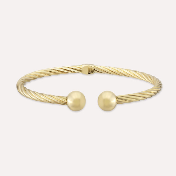 Scrowl Sarı Altın Kelepçe Bilezik - Nev Jewellery