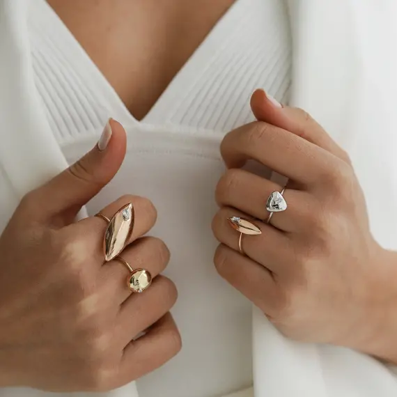 Scub 0.19 CT Pırlanta Taşlı Rose Altın Yüzük - 2