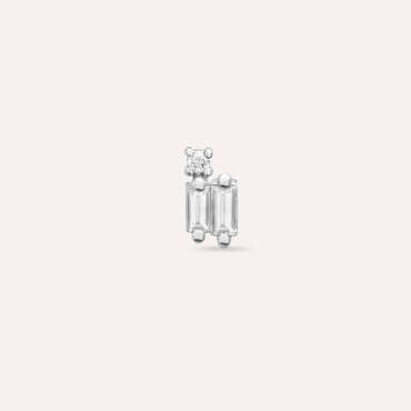 Seed 0.12 CT Baguette Cut Diamond White Gold Mini Single Earring - Nev Jewellery