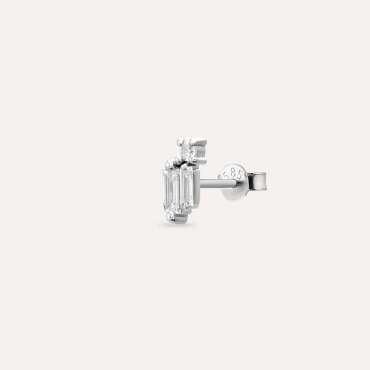Seed 0.13 CT Baguette Cut Diamond White Gold Mini Single Earring - Nev Jewellery (1)