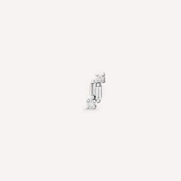 Seed 0.04 CT Baguette Cut Diamond White Gold Mini Single Earring - Nev Jewellery
