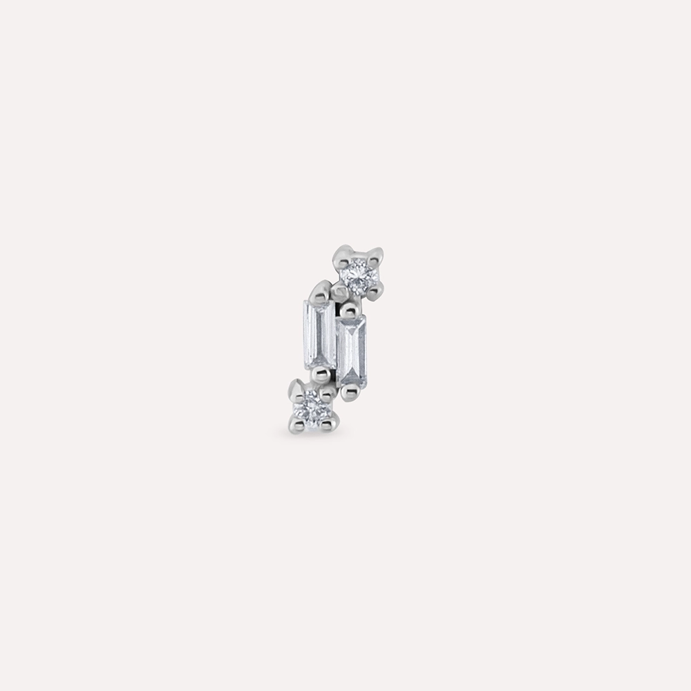 Seed 0.05 CT Baguette Cut Diamond White Gold Piercing - 4