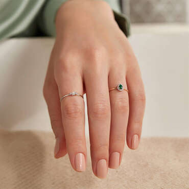 Seed 0.06 CT Pırlanta Taşlı Beyaz Altın Yüzük - Nev Jewellery