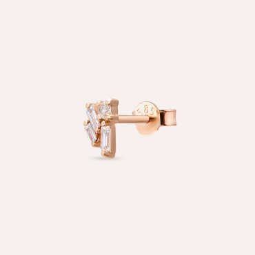 Seed 0.08 CT Baguette Cut Diamond Rose Gold Mini Single Earring - Nev Jewellery (1)