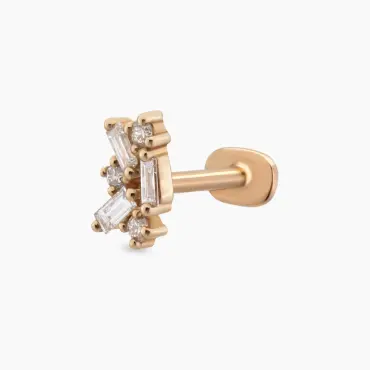 Seed 0.09 CT Baget Pırlanta Taşlı Rose Altın Piercing - Nev Jewellery (1)