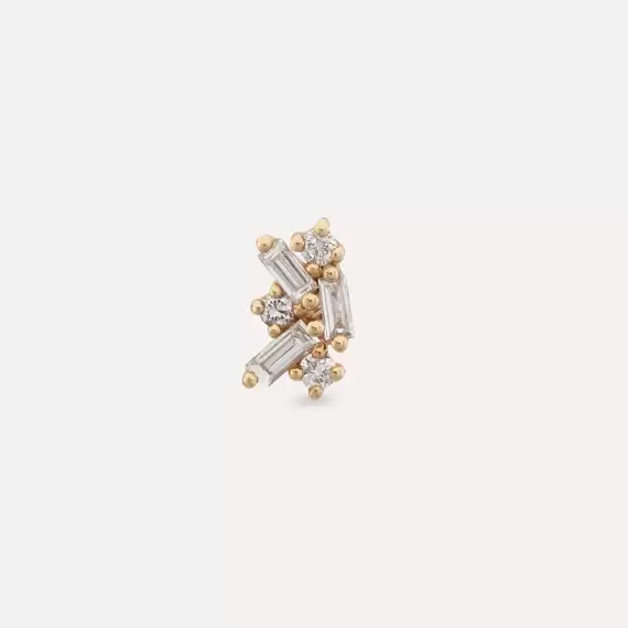 Seed 0.09 CT Baguette Cut Diamond Rose Gold Piericng - 3