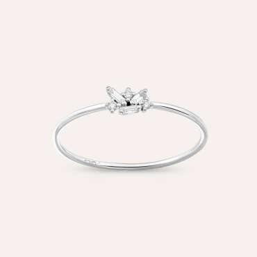 Seed 0.10 CT Baguette Cut Diamond White Gold Ring - Nev Jewellery