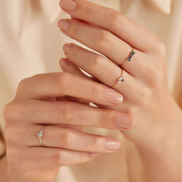 Seed 0.11 CT Baget Pırlanta Taşlı Beyaz Altın Yüzük - Nev Jewellery (1)