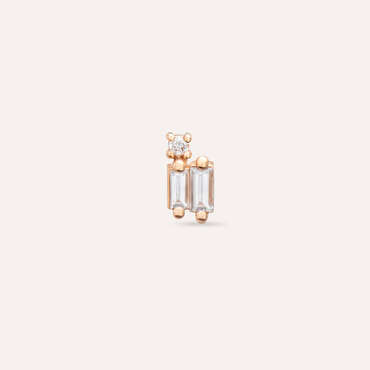 Seed 0.15 CT Baguette Cut Diamond Rose Gold Mini Single Earring - Nev Jewellery