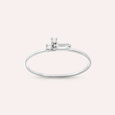 Seed 0.13 CT Pırlanta Taşlı Beyaz Altın Yüzük - Nev Jewellery