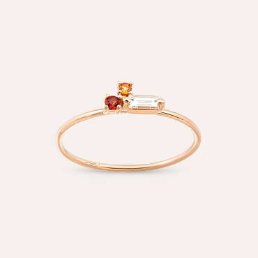 Seed 0.14 CT Multicolor Safir ve Baget Pırlanta Taşlı Yüzük - Nev Jewellery (1)