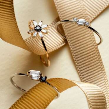 Seed 0.14 CT Siyah Pırlanta ve Baget Pırlanta Taşlı Yüzük - Nev Jewellery (1)