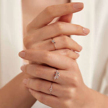 Seed 0.17 CT Purple Sapphire and Baguette Cut Diamond Ring - Nev Jewellery (1)