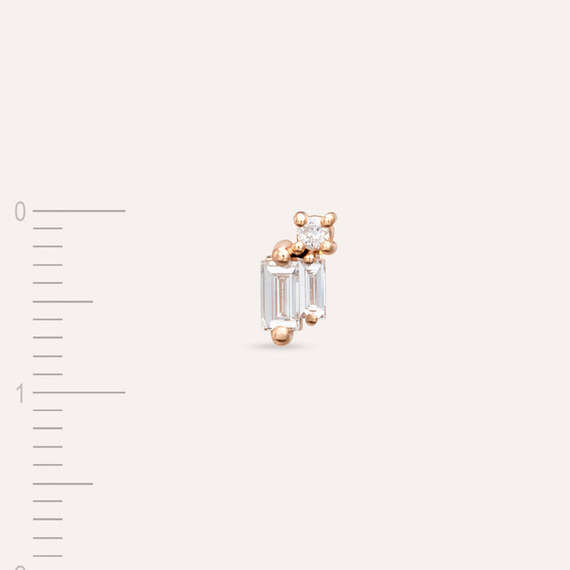 Seed 0.16 CT Baguette Cut Diamond Rose Gold Mini Single Earring - 4
