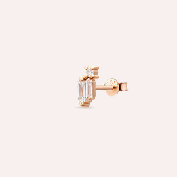 Seed 0.16 CT Baguette Cut Diamond Rose Gold Mini Single Earring - 2