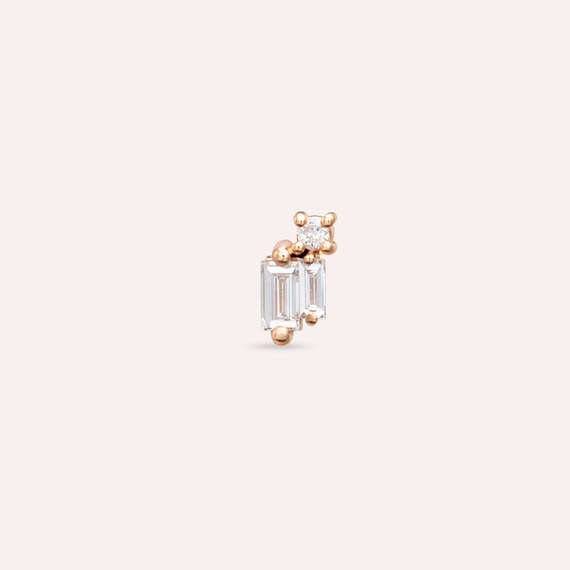 Seed 0.16 CT Baguette Cut Diamond Rose Gold Mini Single Earring - 1