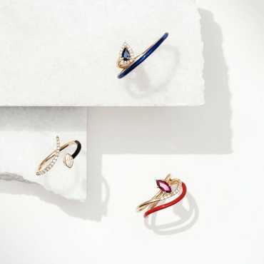 Sefe 0.71 CT Ruby and Diamond Red Enamel Ring - Nev Jewellery (1)