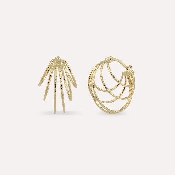Senary Yellow Gold Earring - 1