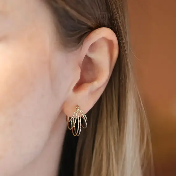 Senary Yellow Gold Earring - 2