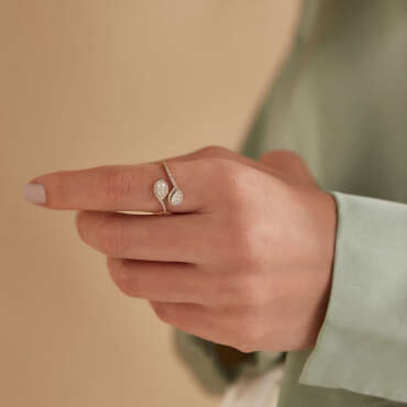 Shade 0.88 CT Damla Pırlanta Taşlı Rose Altın Yüzük - Nev Jewellery (1)