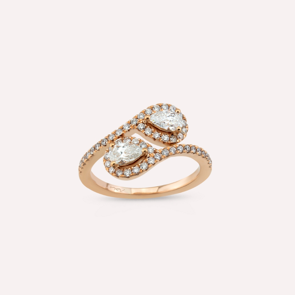 Shade 0.88 CT Pear Cut Diamond Rose Gold Ring - 1