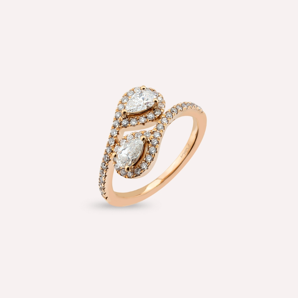 Shade 0.88 CT Pear Cut Diamond Rose Gold Ring - 3