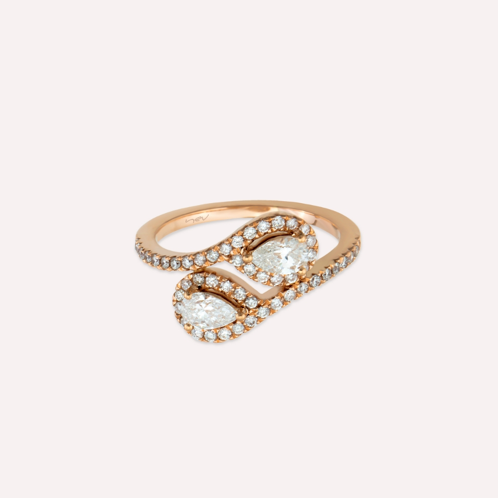 Shade 0.88 CT Pear Cut Diamond Rose Gold Ring - 5