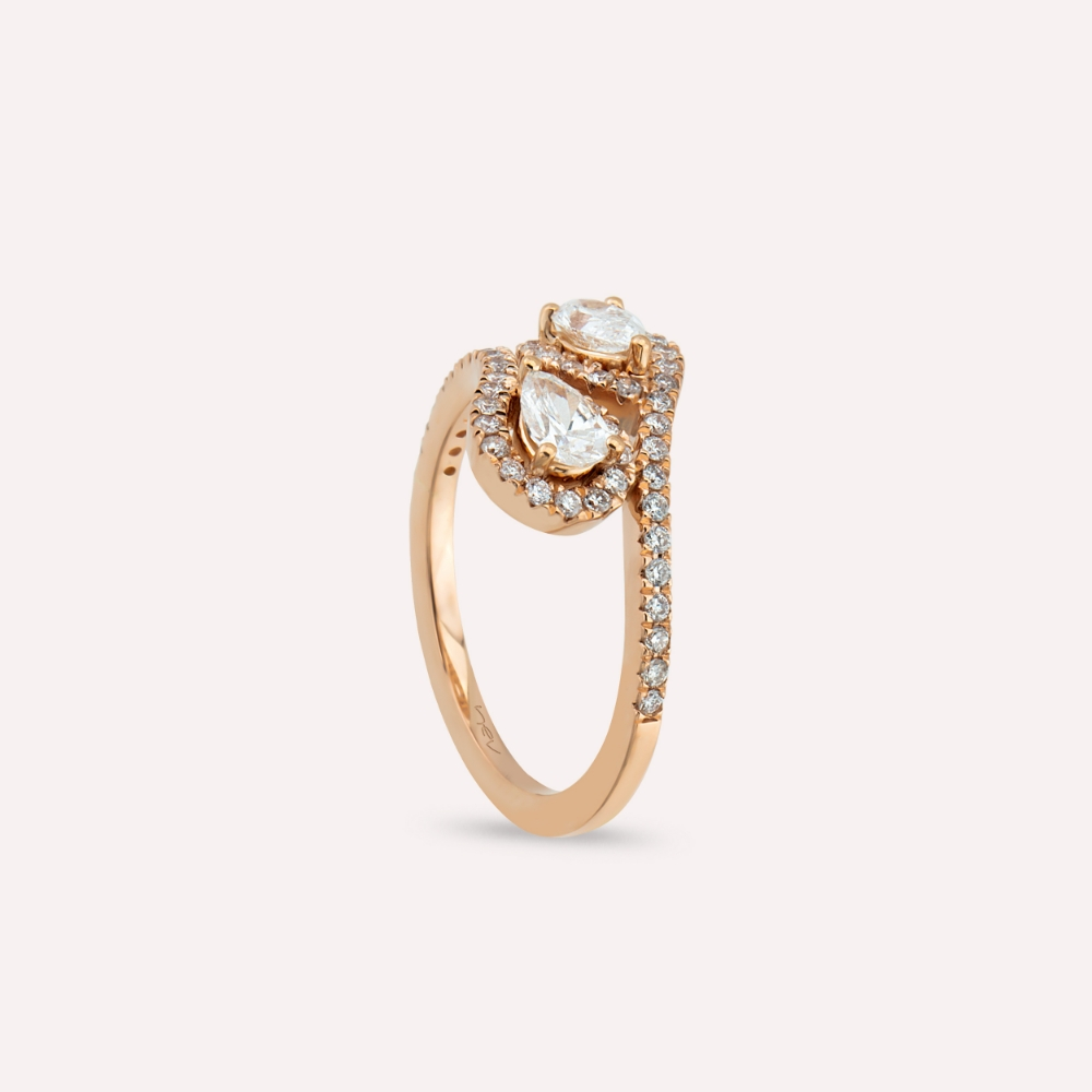 Shade 0.88 CT Pear Cut Diamond Rose Gold Ring - 6