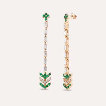 Shaula 1.29 CT Emerald and Baguette Cut Diamond Earring - Nev Jewellery