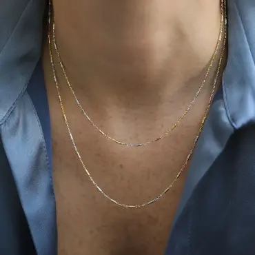 Shuck 3 Renk Altın Zincir Kolye - Nev Jewellery (1)