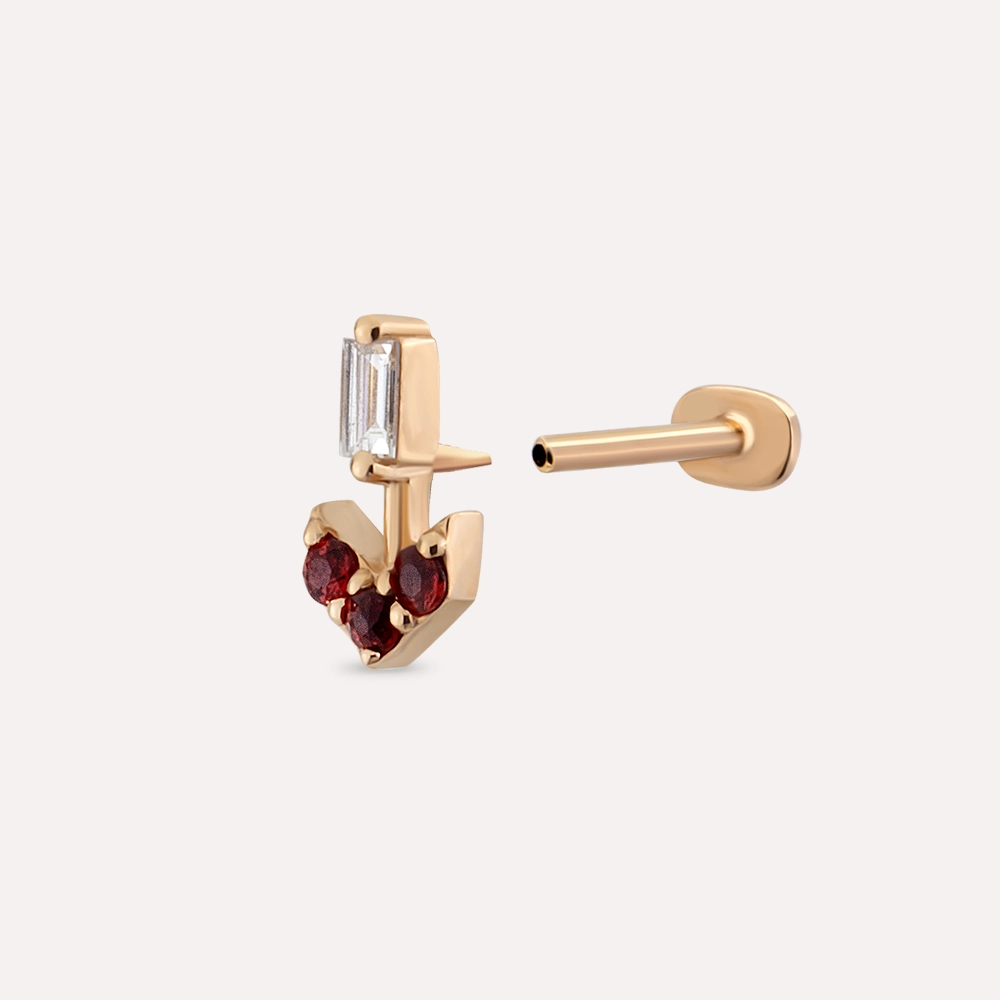 Sign Multicolor Sapphire and Baguette Cut Diamond Rose Gold Piercing - 5