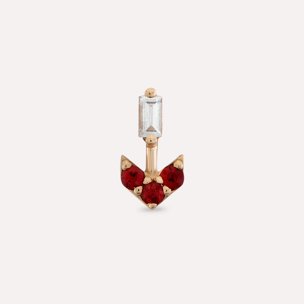 Sign Multicolor Sapphire and Baguette Cut Diamond Rose Gold Piercing - 4