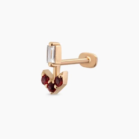 Sign Multicolor Sapphire and Baguette Cut Diamond Rose Gold Piercing - 1