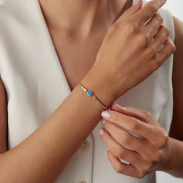 Simli Mavi Taşlı Balıksırtı Bileklik - NEV JEWELLERY (1)