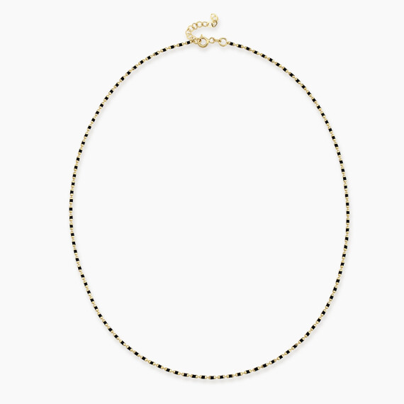 Siyah Mineli Sarı Altın Golf Kolye - Nev Jewellery
