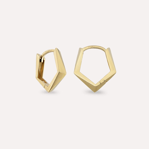 Skew Sarı Altın Halka Küpe - Nev Jewellery