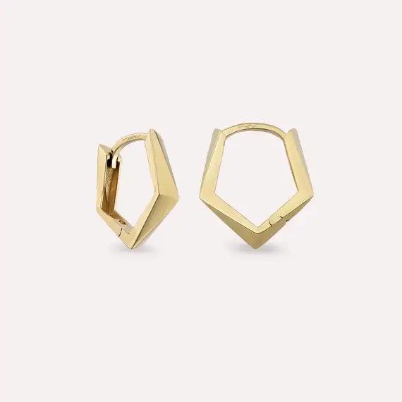 Skew Yellow Gold Hoop Earring - 1