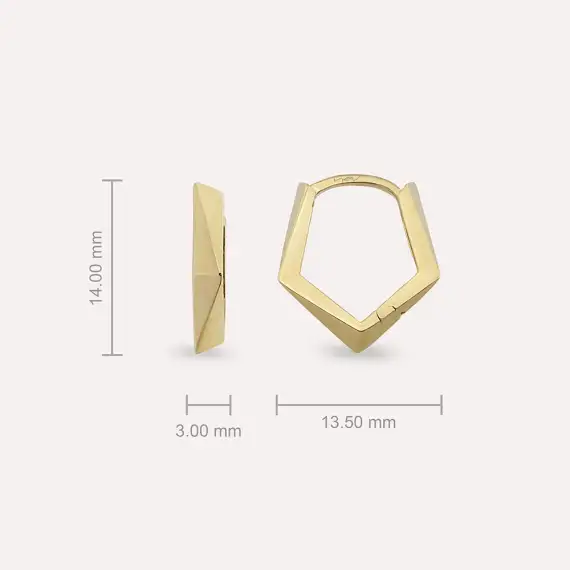 Skew Yellow Gold Hoop Earring - 3