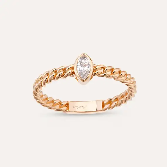 Snary Marquise Cut Diamond Rose Gold Ring - 1