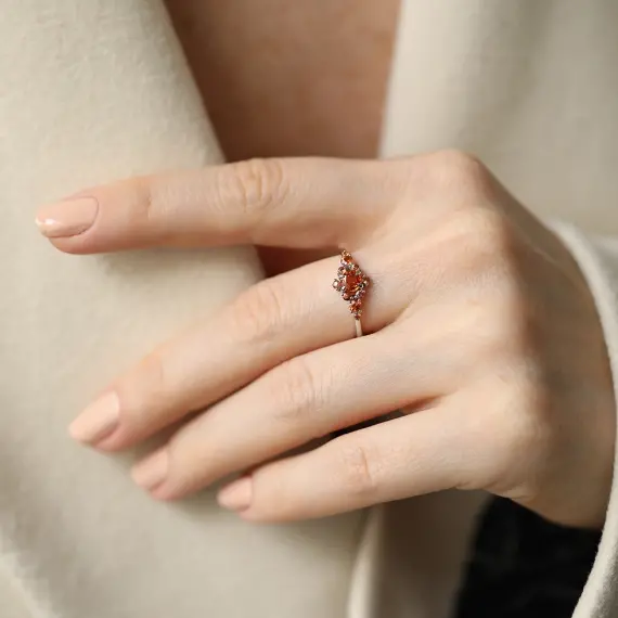 Snow Orange Sapphire White Gold Ring - 1