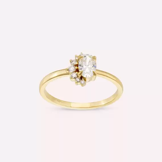 Sofia 0.61 CT Oval Cut Diamond Yellow Gold Ring - 3