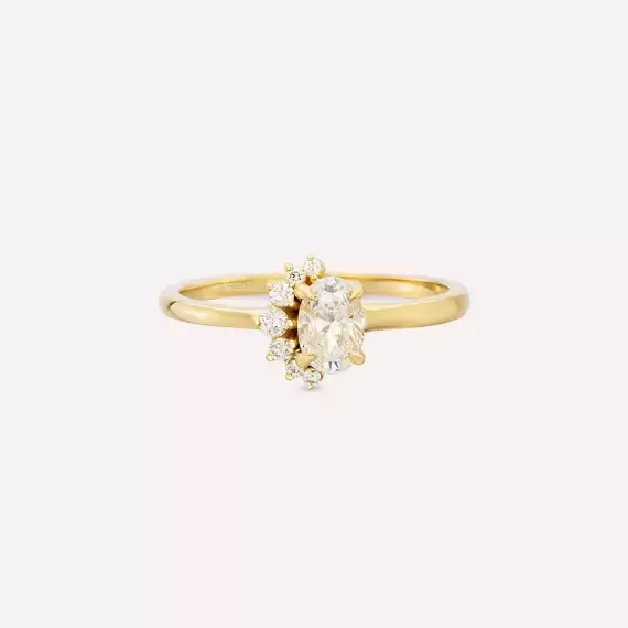 Sofia 0.61 CT Oval Cut Diamond Yellow Gold Ring - 4