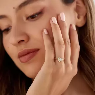 Sofia 0.59 CT Oval Kesim Pırlanta Taşlı Sarı Altın Yüzük - Nev Jewellery (1)