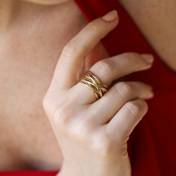 Solaire Sarı Altın Yüzük - Nev Jewellery